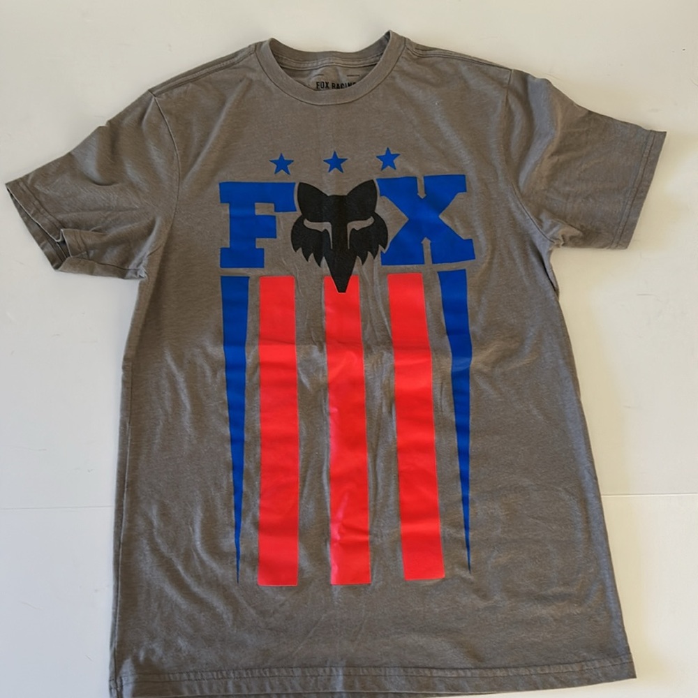 Men’s Fox Racing Unity Crewneck Cotton Blend Short Sleeve Graphite Tee Shirt S